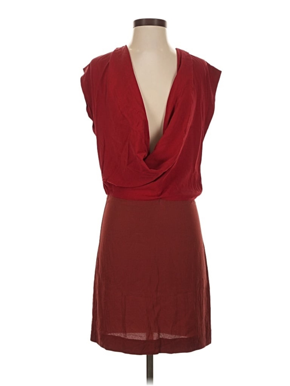 Diane Von Furstenberg Red Cowl-Neck Sleeveless Mini Dress
